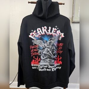 Archangel Saint Michael "Fearless" Black Graphic Hoodie Zip Men's 1XL by Launder